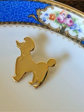 Vintage Gold Tone Poodle Brooch Pin